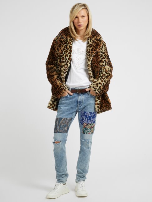 Manteau En Fausse Fourrure Guess Animalier Marron