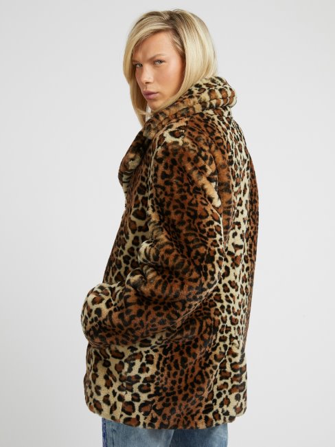 Manteau En Fausse Fourrure Guess Animalier Marron