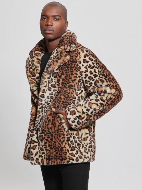 Manteau En Fausse Fourrure Guess Animalier Marron
