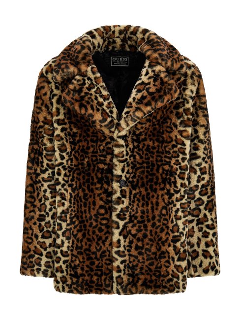 Manteau En Fausse Fourrure Guess Animalier Marron
