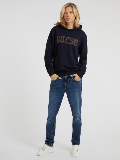 Sweat à Capuche Avec Logo Devant Guess Bleu