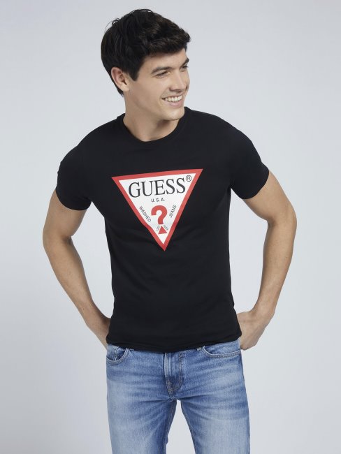 Tee Shirt Noir Logo Triangle Guess