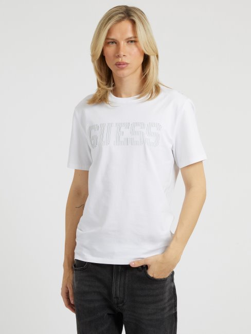Nouveau T-shirt Logo Devant Blanc Guess