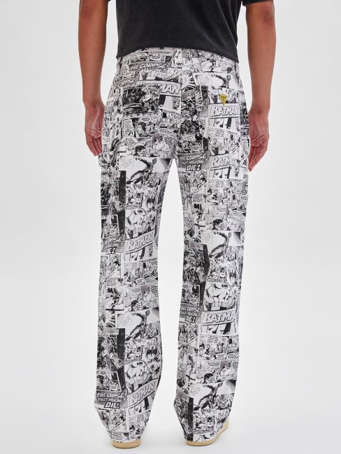 Guess Batman Bande Dessinée Imprimé Denim Pantalon Blanc Multi