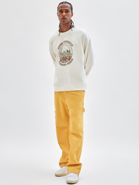 Sweat Beige Imprimé Sur Le Devant Guess