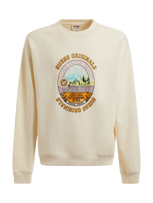 Sweat Beige Imprimé Sur Le Devant Guess