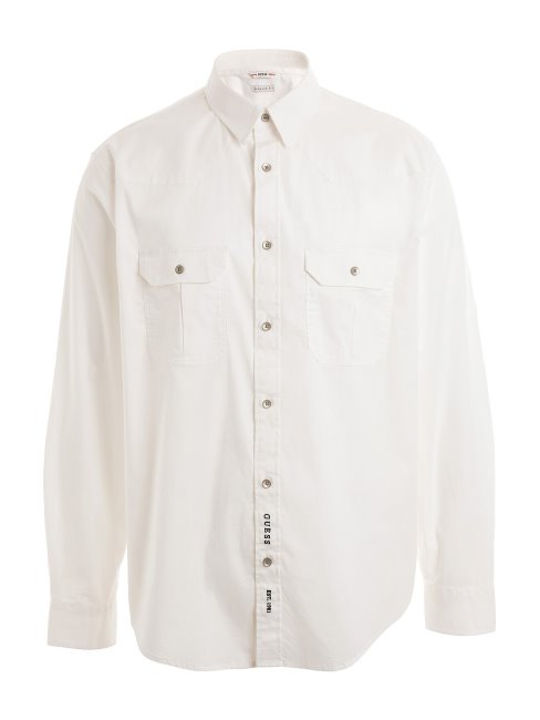 Chemise Regular Fit En Coton Blanc Guess