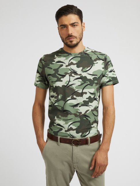 T-shirt Imprimé Camouflage Guess Vert