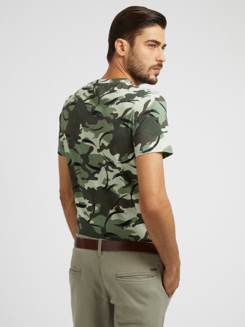 T-shirt Imprimé Camouflage Guess Vert