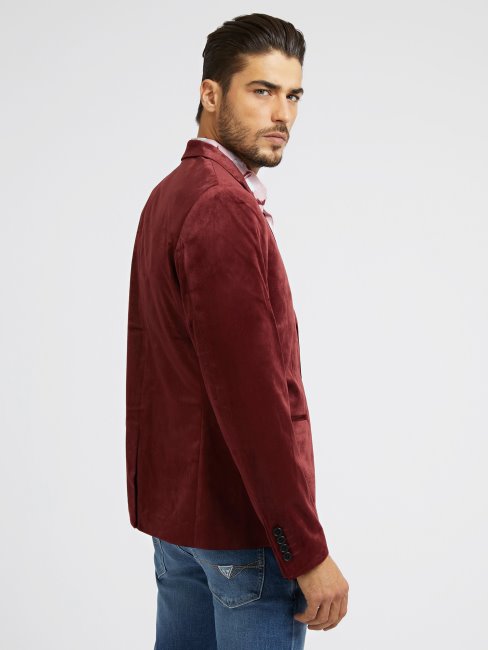 Blazer Regular Fit En Velours Bordeaux Guess