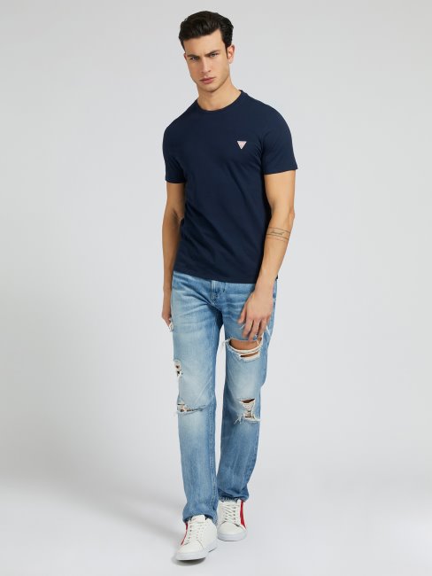 Tee Shirt Guess Bleu Triangle Logo