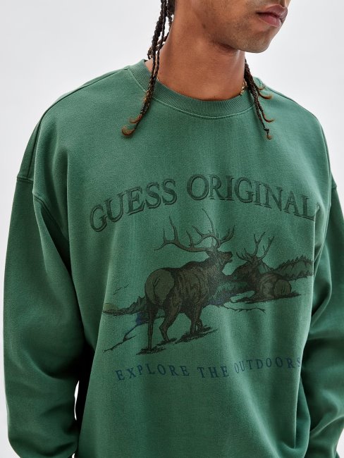 Guess Sweat Imprimé Devant Vert