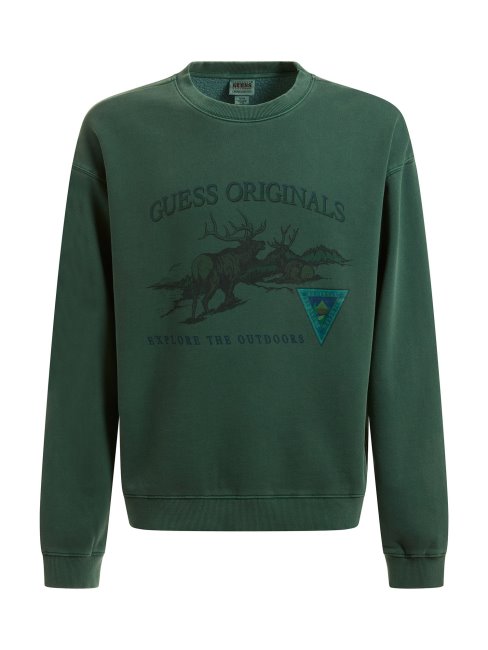 Guess Sweat Imprimé Devant Vert