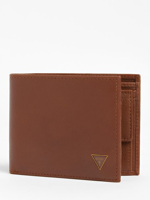 Guess Scala Portefeuille En Cuir Véritable Marron