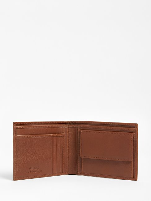 Guess Scala Portefeuille En Cuir Véritable Marron