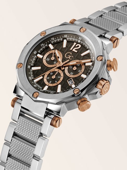Montre Chronographe En Acier Gc Noir Guess Nouvelle Tendance