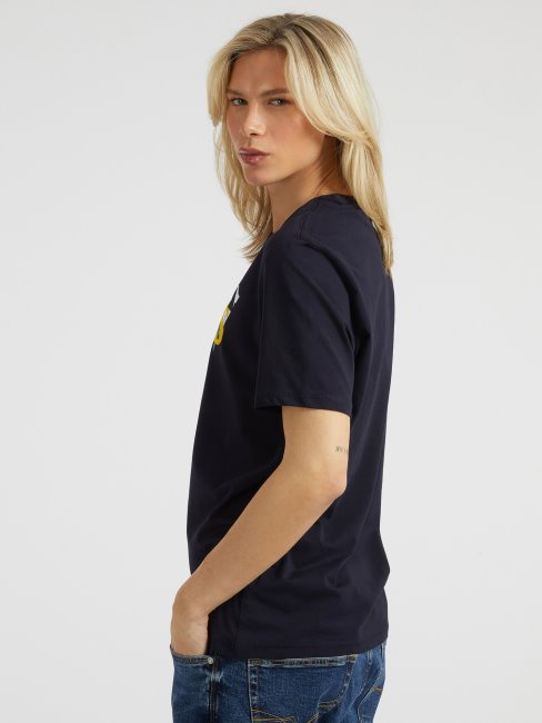 Tee Shirt Logo Triangle Devant Guess Bleu