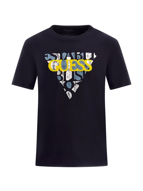 Tee Shirt Logo Triangle Devant Guess Bleu