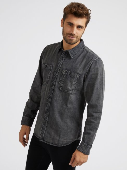 Guess Chemise En Jean Coupe Classique Noir