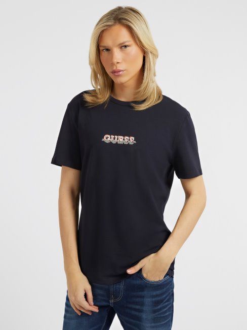Tee Shirt Bleu Petit Logo Guess