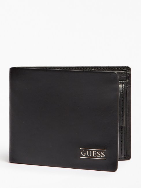 Portefeuille Noir New Boston En Véritable Cuir Guess