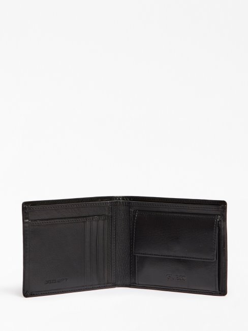 Portefeuille Noir New Boston En Véritable Cuir Guess