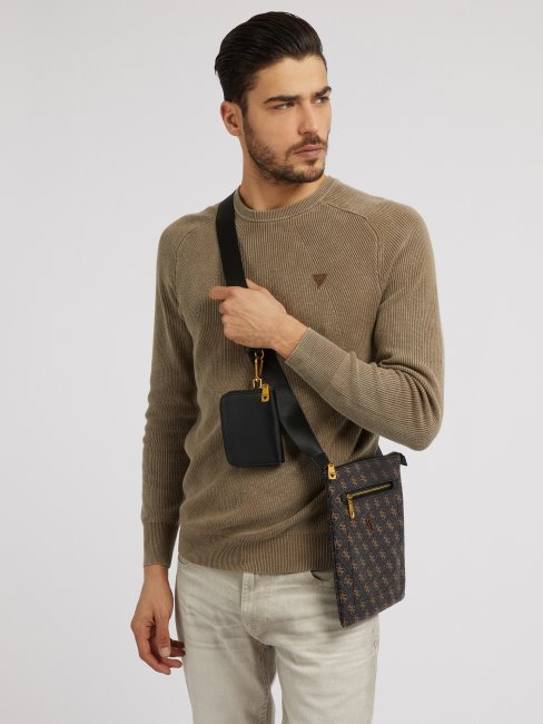 Sac à Bandoulière Vezzola Smart 4g Logo Guess Marron