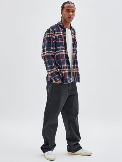 Veste Chemise Bleue En Flanelle Guess