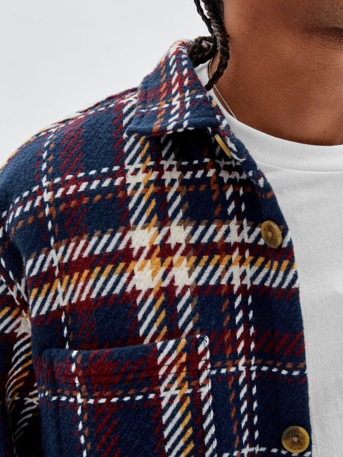 Veste Chemise Bleue En Flanelle Guess