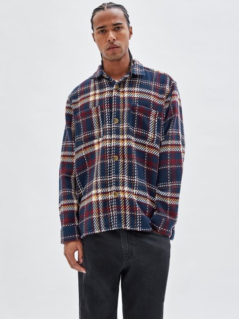 Veste Chemise Bleue En Flanelle Guess