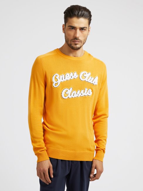 Guess Pull Patch Devant Jaune
