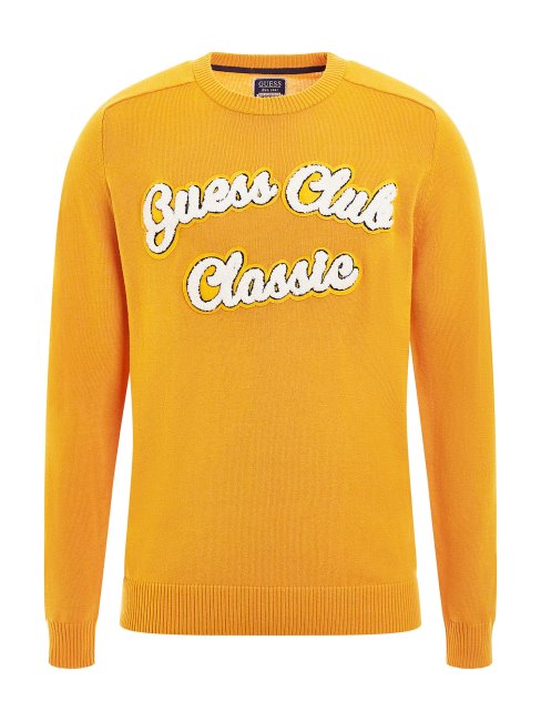 Guess Pull Patch Devant Jaune