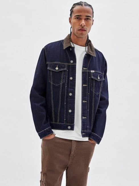 Veste En Jean Patch Dos Bleu Foncé Guess