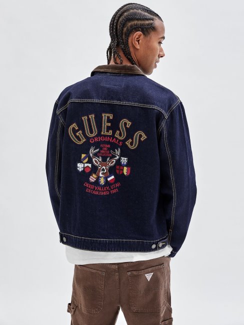 Veste En Jean Patch Dos Bleu Foncé Guess