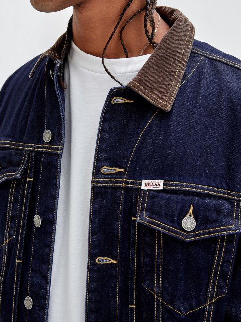 Veste En Jean Patch Dos Bleu Foncé Guess