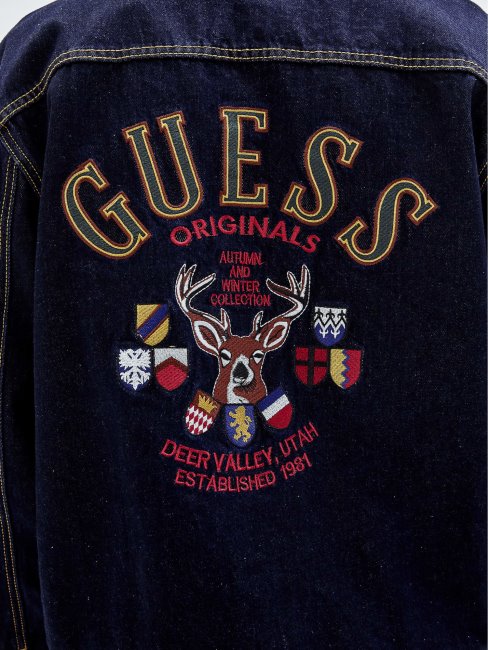 Veste En Jean Patch Dos Bleu Foncé Guess