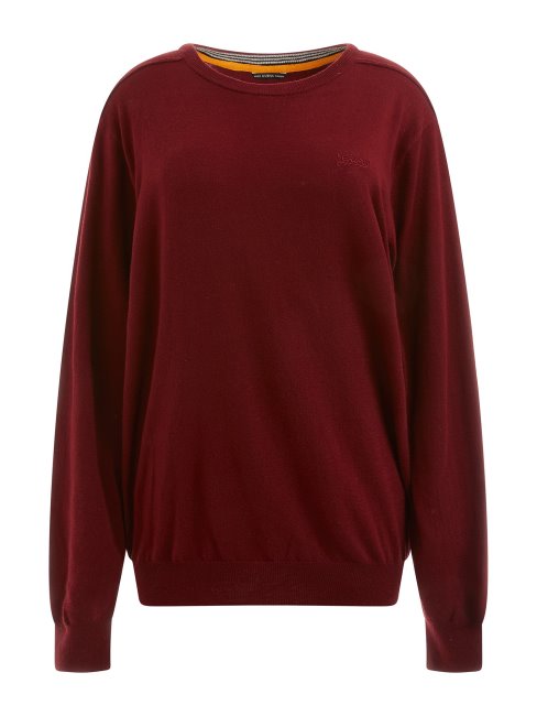 Pull Col Rond En Soie Mélangée Bordeaux Guess
