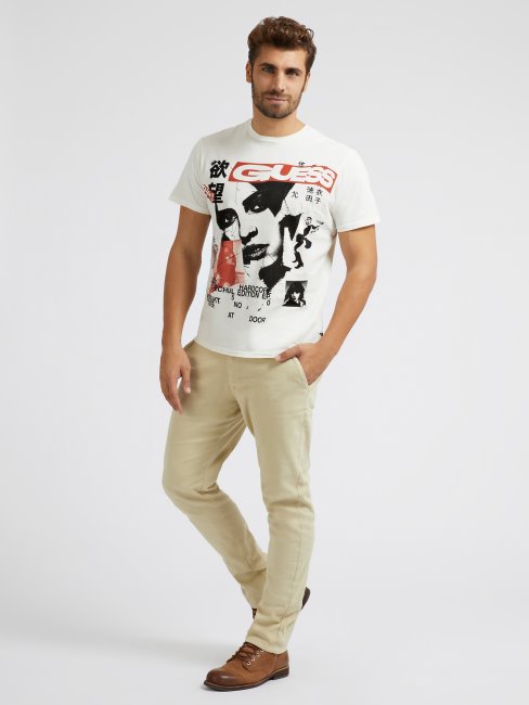T-shirt Guess Imprimé Devant Blanc