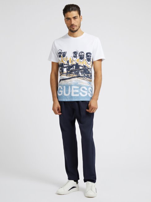 T-shirt Blanc Imprimé Macro Guess