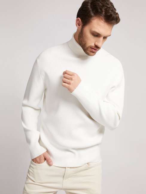 Pull Col Roulé Guess Blanc