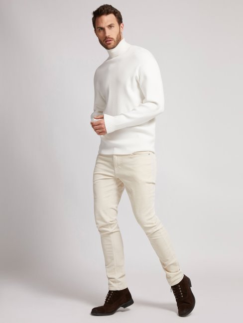 Pull Col Roulé Guess Blanc