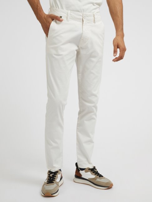 Guess Pantalon Chino Coupe Skinny Blanc
