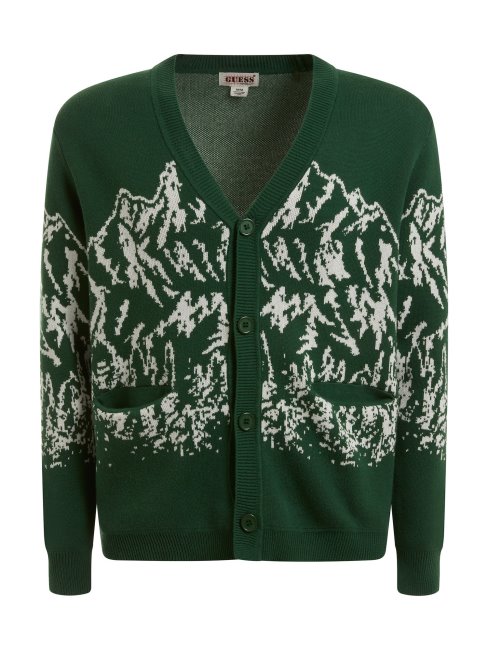 Cardigan Motif Jacquard Montagne Vert Guess