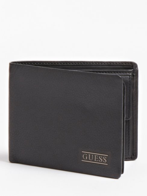 Portefeuille En Cuir Véritable New Boston Guess Noir