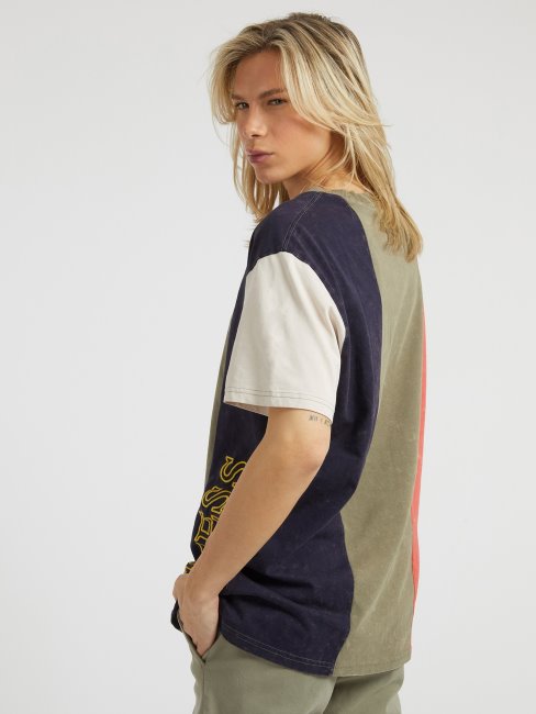 Tee Shirt Guess Color Block Blanc Multi