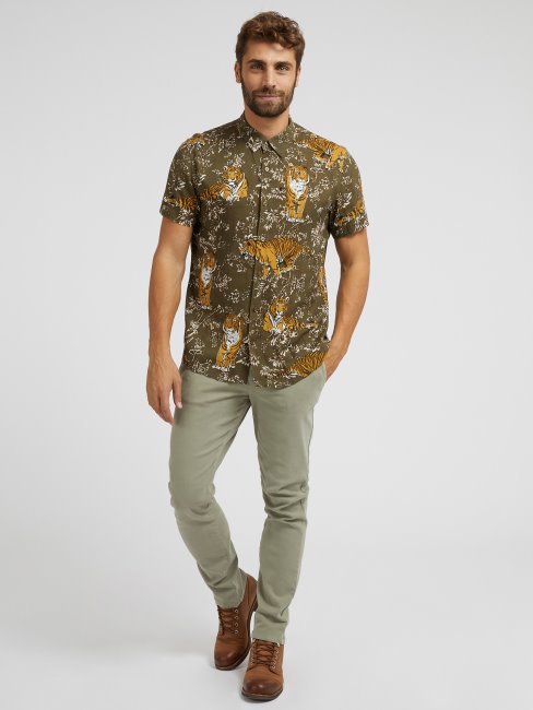 Guess Chemise Imprimée Tigres Marron