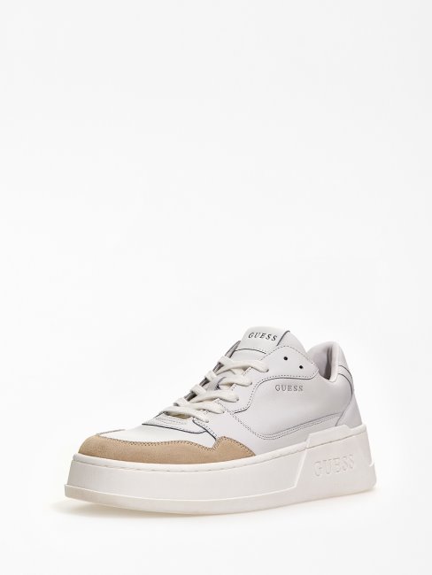 Paniers Ciano En Cuir Mélangé Blanc Guess