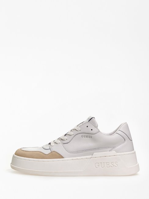 Paniers Ciano En Cuir Mélangé Blanc Guess