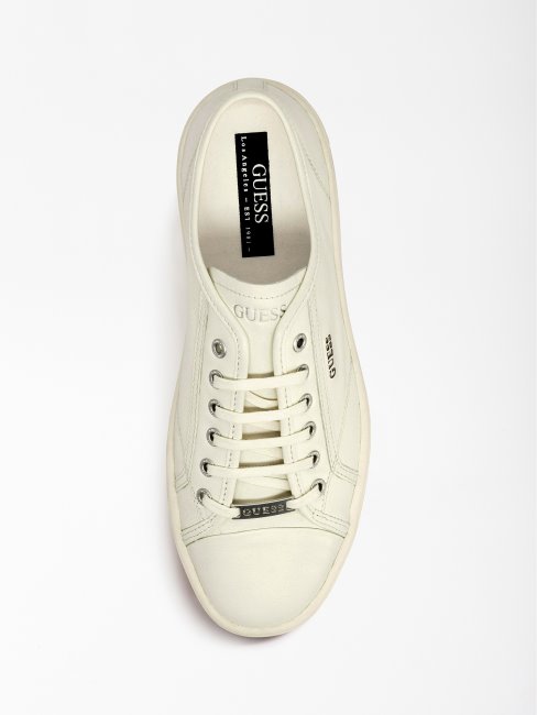 Guess Sneaker Verona En Cuir Véritable Blanc