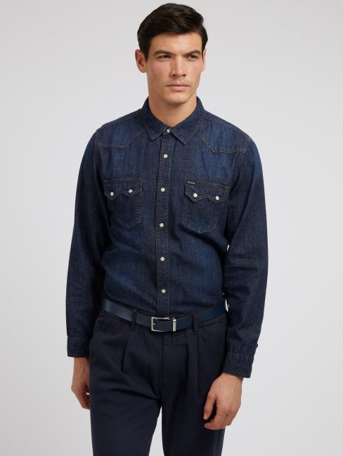 Chemise En Jean Regular Fit Bleu Guess